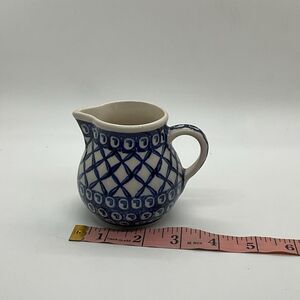 Boleslawiec Polish Pottery Blue and White Ceramic Mini Pitcher